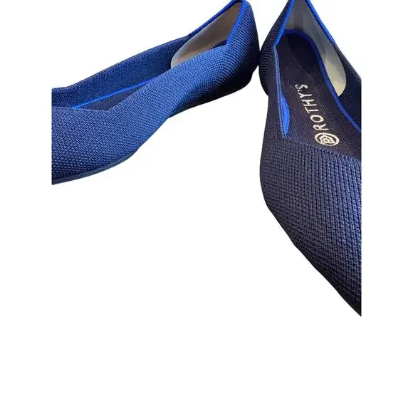 Rothy’s The Point Blue 7 Shoes Womens Knitted Pointed Toe Slip On Ballet Flats - Picture 4 of 6